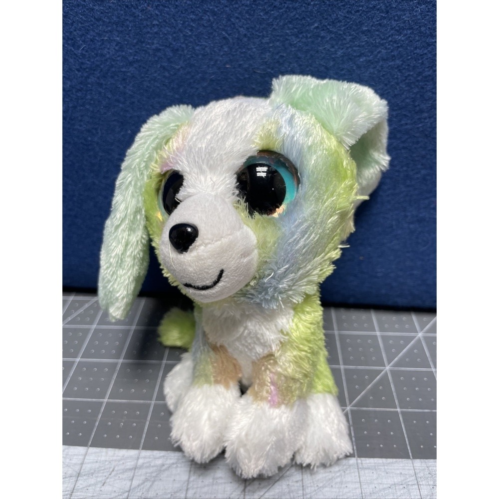 Lumo Stars Marta The Pastel Dog Plush Stuffed Animal 6" Rainbow Tie Dye